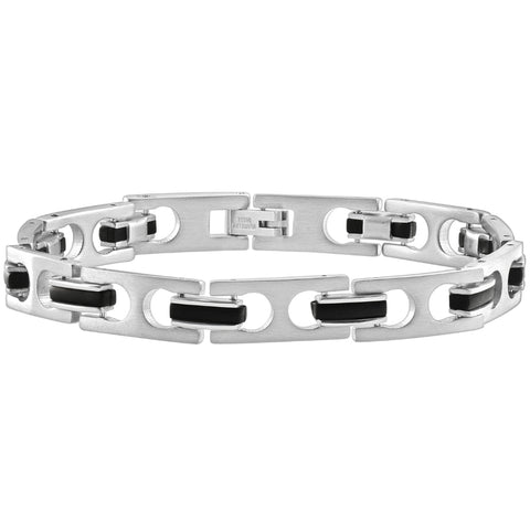 Men's Two Tone Steel and Black  8.5" 8.5mm Bracelet