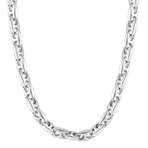 Men's Polished Steel Clasp Mariner 9.5mm Flexible Link  24" Chain