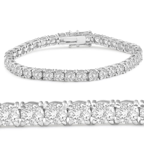 13Ct Round-Cut Diamond Tennis Bracelet 14k White Gold 7" Lab Grown (F/VS)