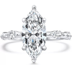 Certified 1 1/2 - 7 1/2Ct Marquise Diamond Engagement Ring 14k Gold Lab Grown