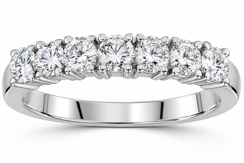 1Ct T.W. Round Cut Natural Diamond Wedding Ring Anniversary 14K White Gold