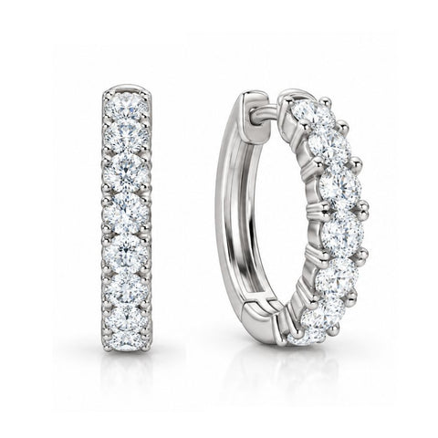 1.15Ct Diamond Hoops 14k Gold Women's Earrings Lab Grown 1/2" Tall