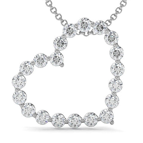 VS 1 Ct Diamond Heart Pendant Necklace in White, Yellow, or Rose Gold Lab Grown