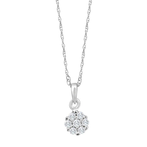 Small Pave Real Diamond Pendant 10k White Gold 18" Women's Necklace