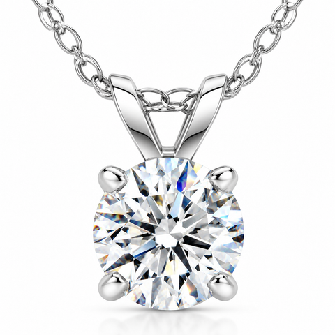 VS 1 1/4ct Lab Grown Diamond Round Solitaire Pendant 14K White Gold