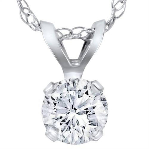 3/4ct Lab Grown Diamond Round Solitaire Pendant 14K White Gold Necklace