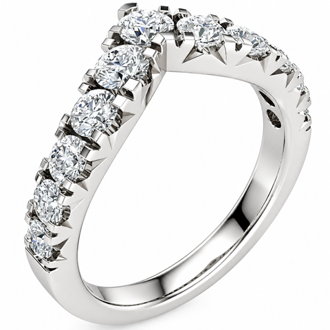 G/VS 1ct TW Graduated Diamond Wedding Curved Contour Ring 14k Gold Lab Grown
