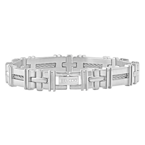 Men's Polished Steel Wired 9mm Flexible Link 8 " Bracelet