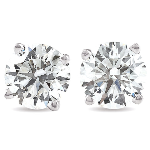 Certified 4 Ct TW Round Lab Grown Screw Back Studs 14k White Gold (GH,VS1-2)