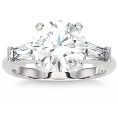 Certified VS 2.60Ct Baguette Diamond Engagement Ring 14k Gold Lab Grown
