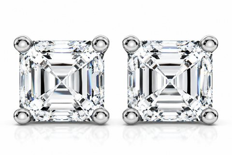 Certified H/VS 3.00Ct Asscher Cut Diamond Studs 14k White Gold Lab Grown Earrings