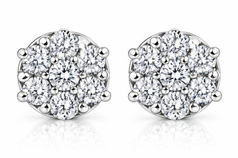 1/4CT tdw Diamond Cluster Studs in 10k White Gold Women's Small Earrings