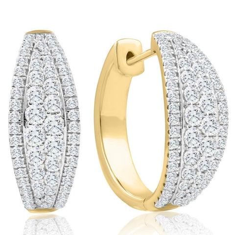 VS 1 5/8Ct Diamond Hoops in Yellow Gold Lab Grown 20mm Tall