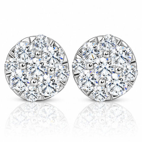 VS 1/2Ct TW Round Cut Diamond Pave Studs Lab Grown 10k Yellow Gold Earrings