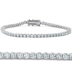F/VS 4Ct Round Brilliant Cut Diamond Tennis Bracelet 14k White Gold Lab Grown