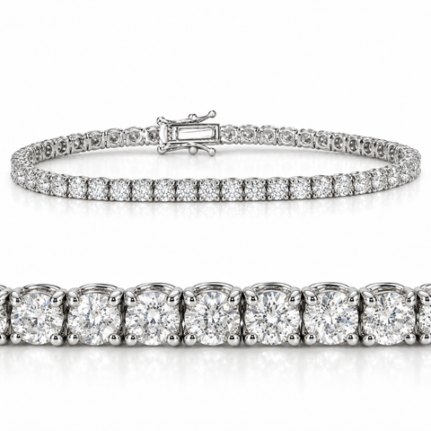5ct Round-Cut Natural Diamond Tennis Bracelet 14K White Gold Women's 7"