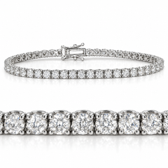 5ct Round-Cut Natural Diamond Tennis Bracelet 14K White Gold Women's 7"