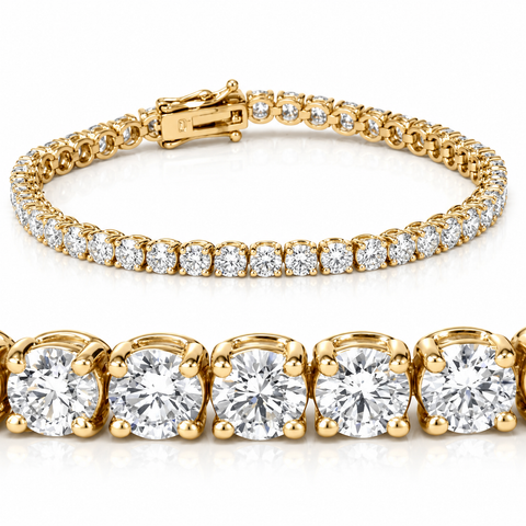 G/VS 7Ct TW Round Lab Grown Diamond Women's Tennis Bracelet 14K Yellow Gold 7"