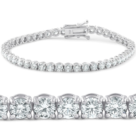 G VS 8 TCW 14k White Gold Round Diamond Tennis Bracelet Lab Grown