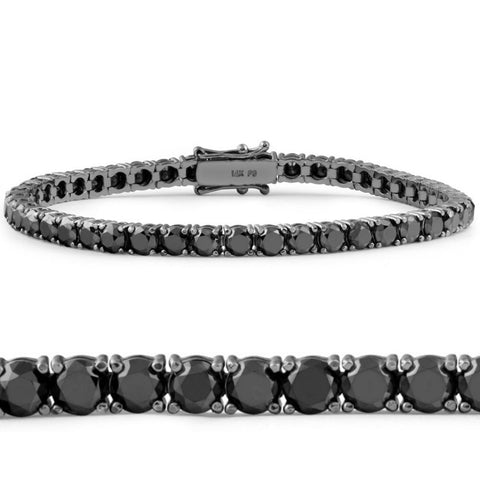 10 1/2 Ct Black Round Cut Diamond Tennis Bracelet 14k Black Gold 7"