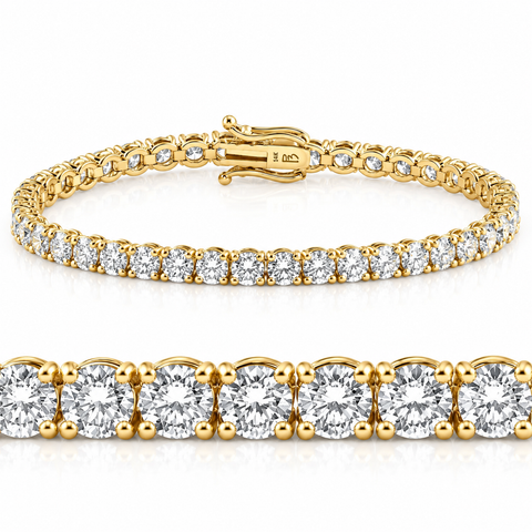 10 Ct Lab Grown Diamond Tennis Bracelet 14K Yellow Gold 7"