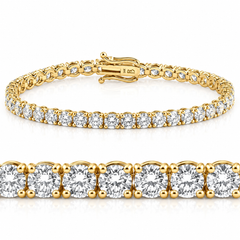 10 Ct Lab Grown Diamond Tennis Bracelet 14K Yellow Gold 7"