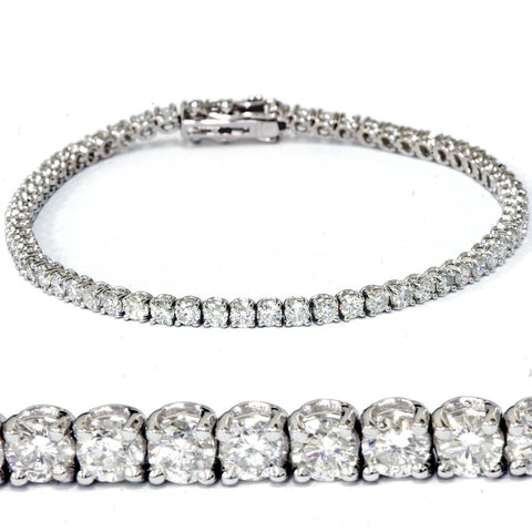 H SI 4.22 ct Diamond Tennis Bracelet 7" 18K White Gold
