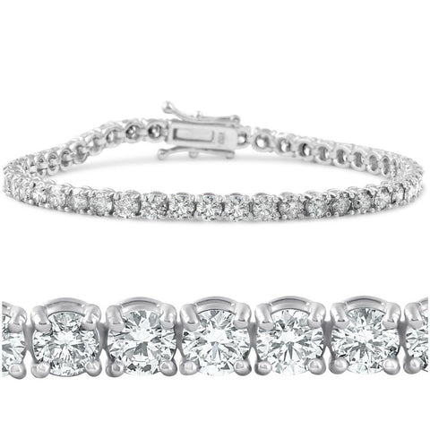 6.25 Ct Diamond Tennis Bracelet 7" One Row Natural Round Diamonds 14K White Gold