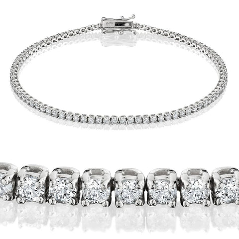 2 cttw Lab Grown Round-Cut Diamond Tennis Bracelet 14K White Gold 7" (G/SI)