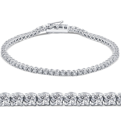 2ct Round-Cut Real Diamond Tennis Bracelet 14K White Gold 7" (G/SI)