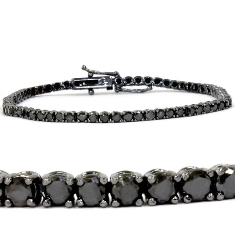 3ct Black Diamond Tennis Bracelet 14K Black Gold 7"