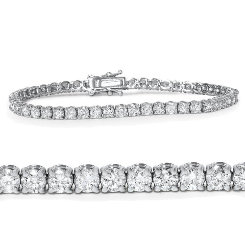 4Ct TW 14k White or Yellow Gold Round-Cut Diamond Tennis Bracelet 7" Women's