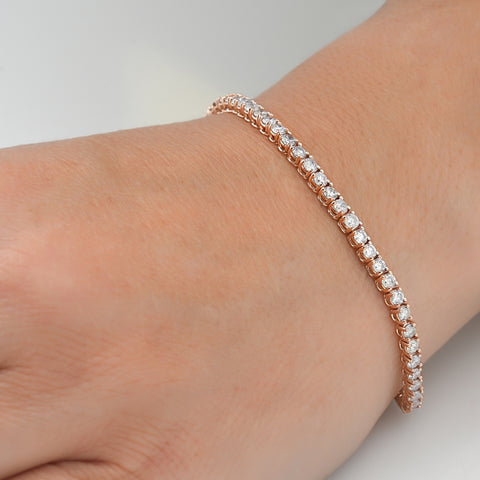 5 Carat TW Round Cut Lab Grown Diamond Tennis Bracelet 14k Yellow Gold Lab Grown