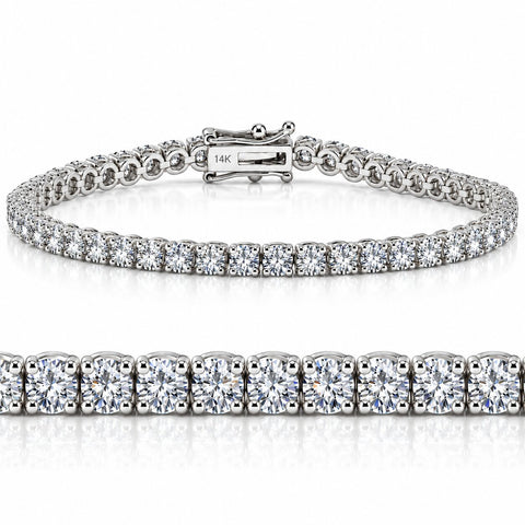 6 Ct TW Round Cut Real Diamond Women's Tennis Bracelet 14K White Gold 7 Inches