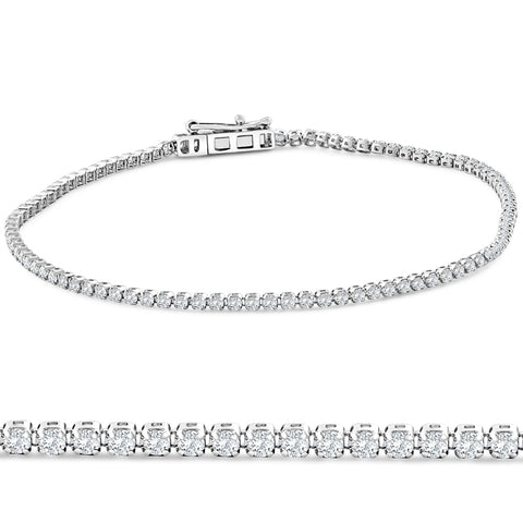 2Ct Diamond Lightweight 7" Tennis Bracelet 14k Gold Lab Grown
