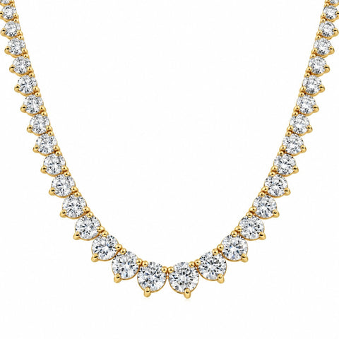 15.80Ct Certified Diamond Tennis Necklace 18k Yellow Gold Lab Grown (F-G,VS2-I1)