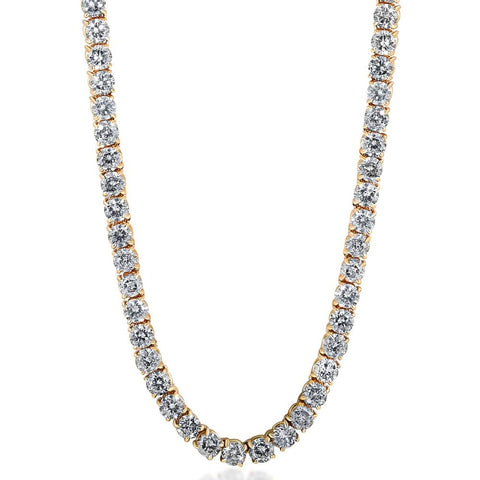 Huge 23 Ct Natural Diamond Tennis Necklace 14K Yellow Gold 18"