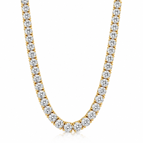 23Ct Diamond Tennis Necklace 14K Yellow Gold 18" Lab Grown