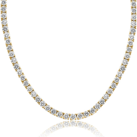 Huge 30 Ct Diamond Tennis Necklace 14K Yellow Gold 15" Lab Grown