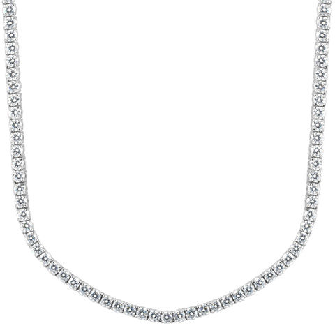 Huge 23 Ct TW Round Cut Moissanite Tennis Necklace 14K White Gold 18"