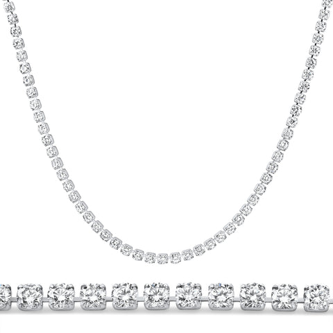 Platinum 8 3/4Ct Diamond Tennis Necklace Lab Grown 17"