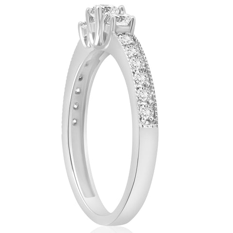 1/2ct 3-Stone Round Diamond Ring 14K White Gold