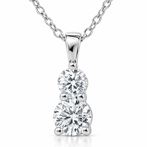 3/4Ct Forever Us Two Stone Natural Diamond Pendant 14K White Gold