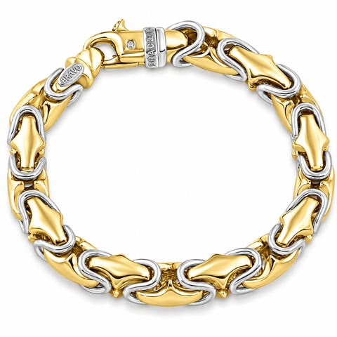 Men's Solid Byzantine 14k Gold (74gram) or Platinum (143gram) 8.7mm Link Bracelet 8.5"