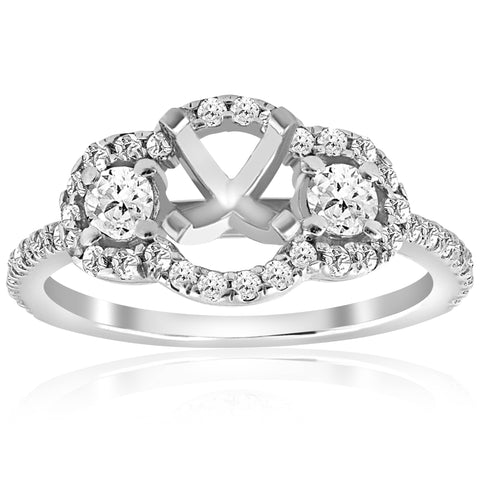 3/4ct 3 Stone Diamond Engagement Ring Setting 14K White Gold
