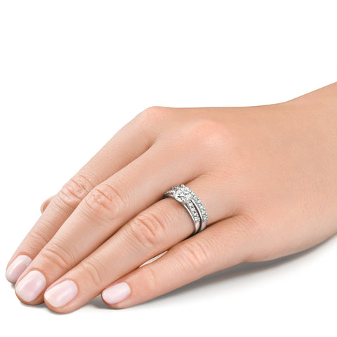 Certified 2 1/2Ct Diamond Engagement Wedding Ring Set 14k Gold Lab Grown
