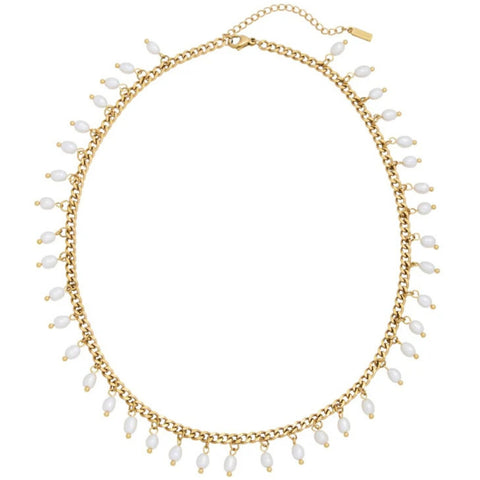 Vicentina 18k Yellow Gold Plated 16" Fresh Water Pearl Necklace