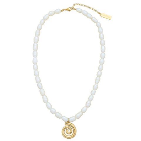 Athena 18" Pearl 18k Yellow Gold Plated Pendant Necklace
