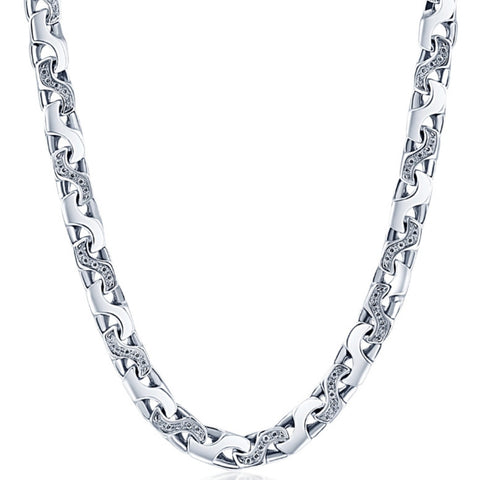 Men's 14k Gold (85gram) or Platinum (159gram) 8.5mm Diamond Chain Necklace 20"