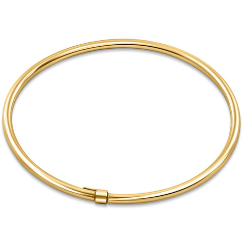 18K Gold Plated Silver Polished 3mm Slip-On Bangle Bracelet